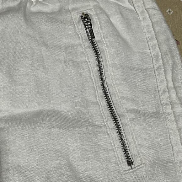 Athleta Pants Womens 6 White Linen Wide Leg Drawstring Zip Pockets Summer Beach - Picture 3 of 7